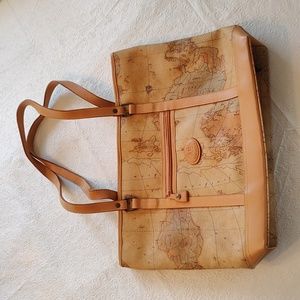 Allan Edward Vintage World Map Handbag - EUC
